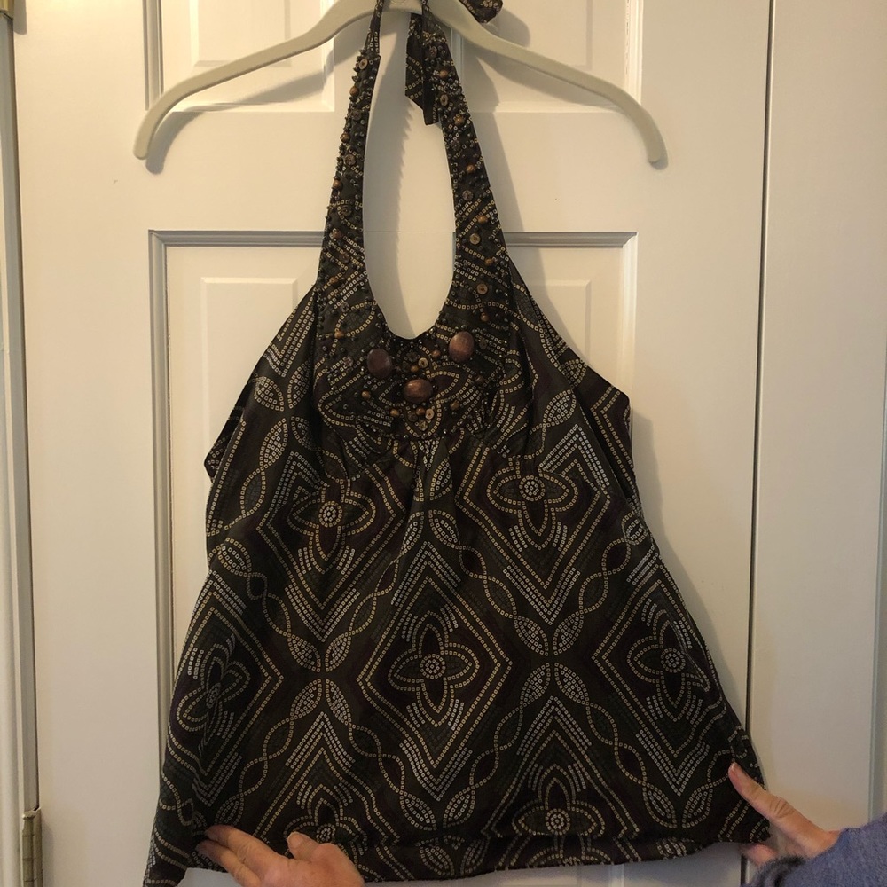 Halter top beaded cotton BCBG